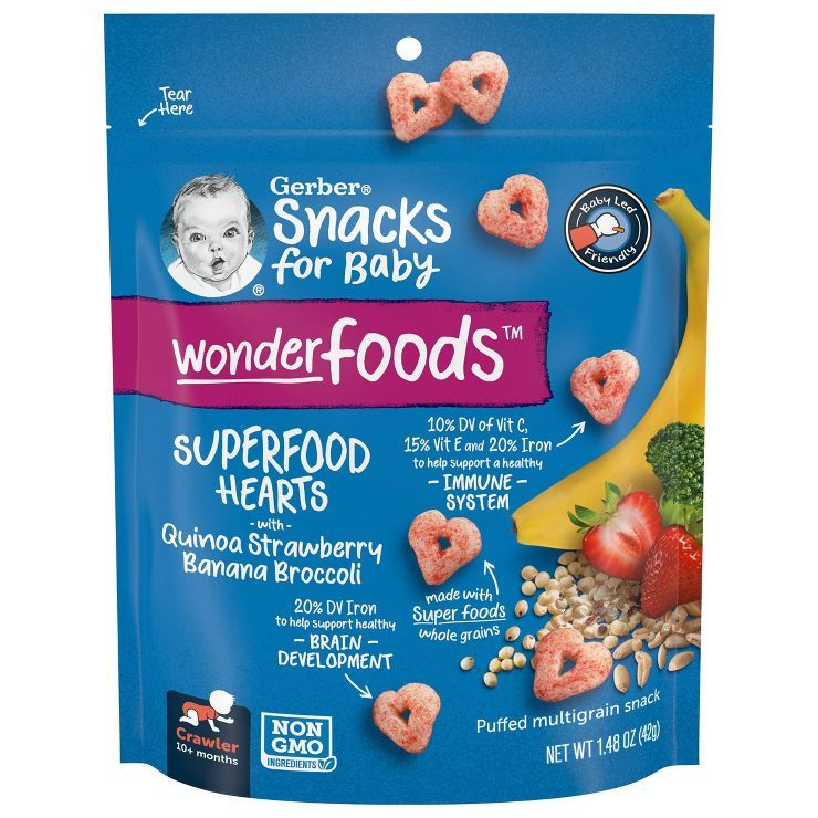 Gerber WonderFoods Hearts Quinoa Banana Strawberry Broccoli - 1.48oz | Target