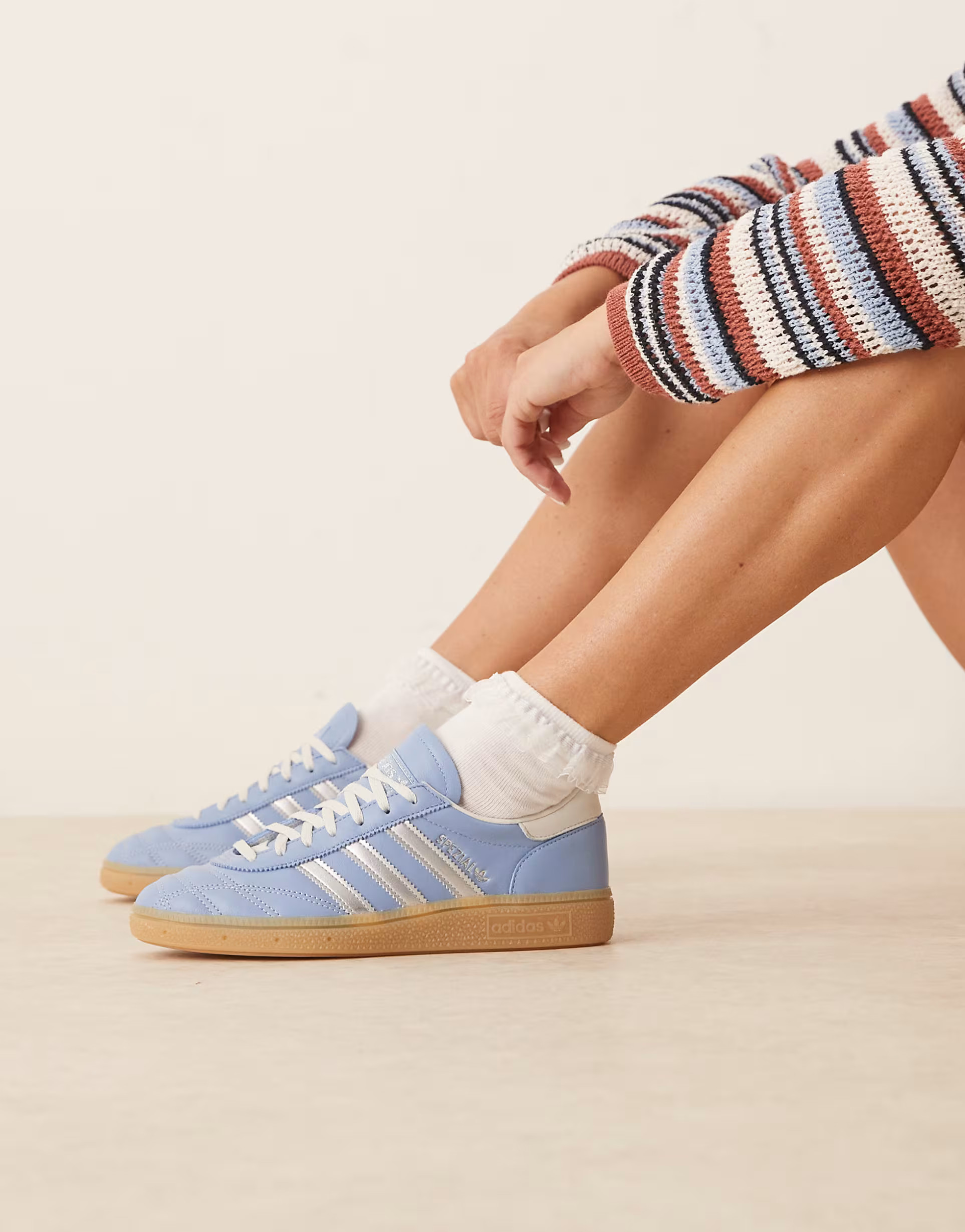 adidas Originals Handball Spezial trainers in blue and white stitch with gum sole | ASOS (Global)