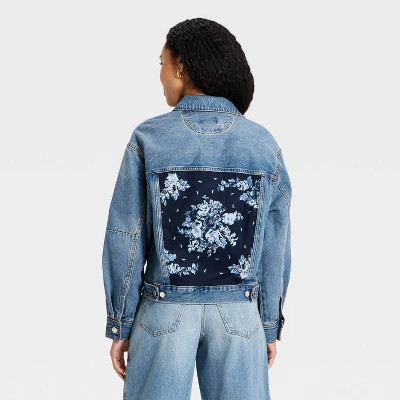 Women's Bandana Print Denim Jacket - Universal Thread\u2122 Medium Wash XS | Target