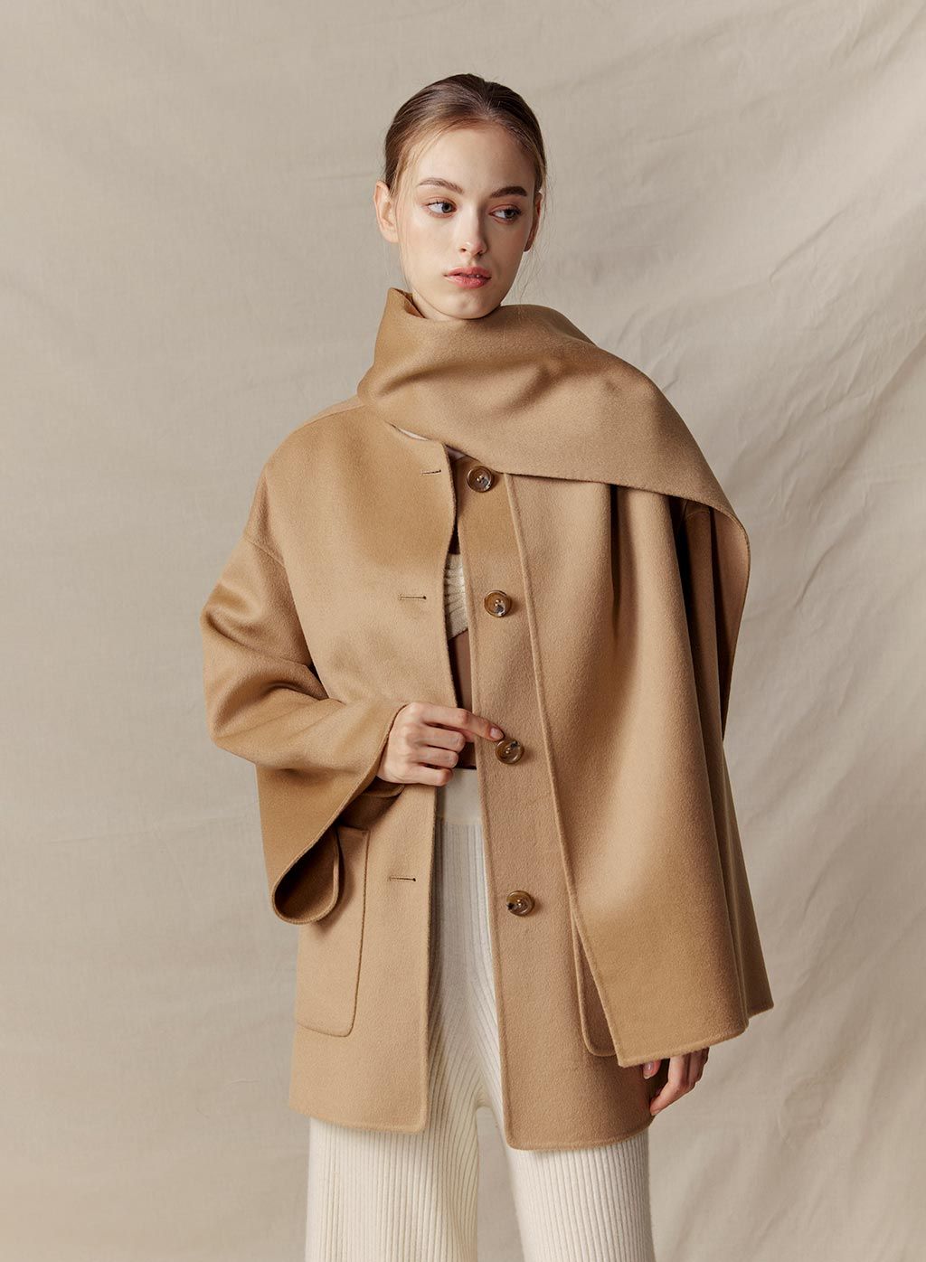 Short Scarf Wool Coat | NAP Loungewear