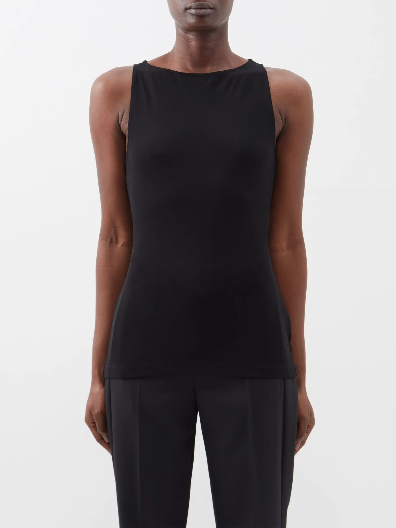 Boat-neck jersey sleeveless top | Matches (US)
