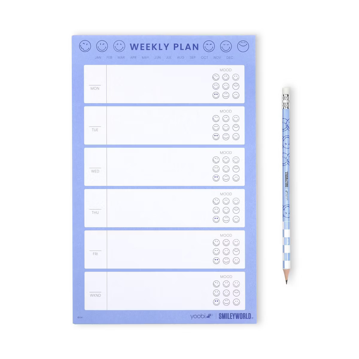 Yoobi SmileyWorld Undated Paper Set 7"x11" with Pencil Blue Smiley | Target