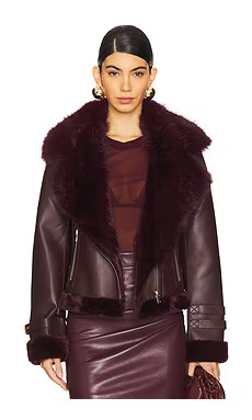 Generation Love Dion Faux Fur Moto Jacket in Malbec from Revolve.com | Revolve Clothing (Global)