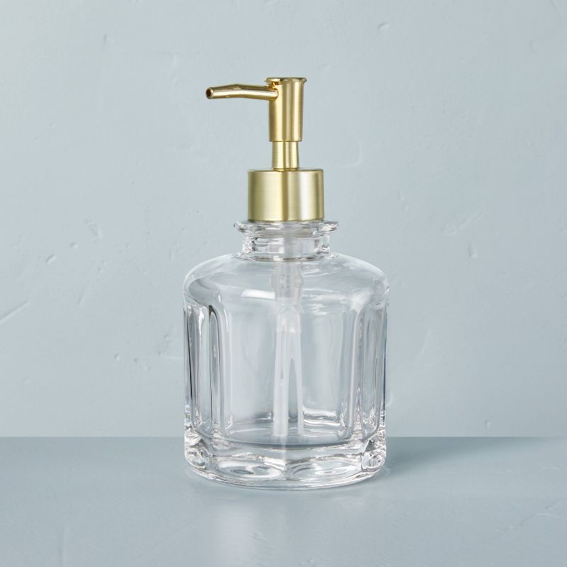 Sculpted Glass Soap/Lotion Pump Dispenser Clear/Brass - Hearth & Hand™ with Magnolia | Target