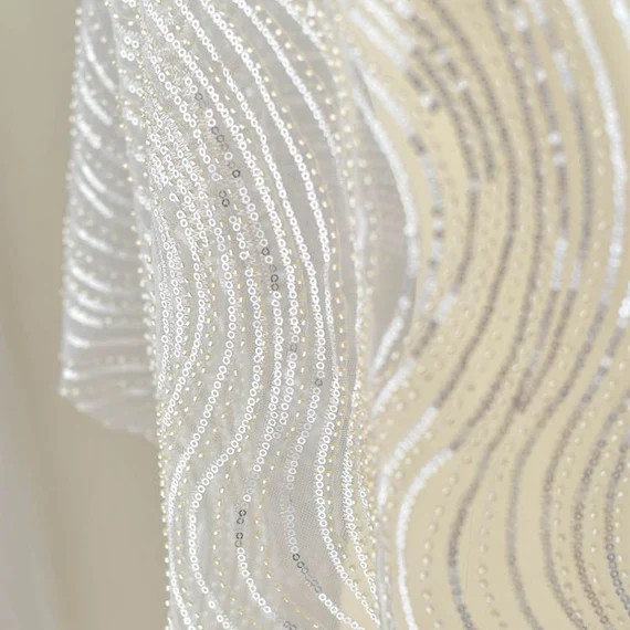 1/2 yard Gorgeous Sequins Lace Fabrics Wave Bead Lace for Sequin Jumpsuits Prom Dress Ball Gowns ... | Etsy (US)