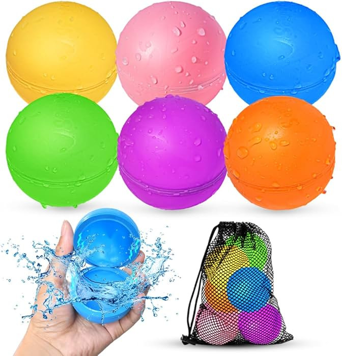 6 Pcs Reusable Water Balloons, Pool Beach Water Toys for Boys and Girls, Summer Toys for Kids Age... | Amazon (US)
