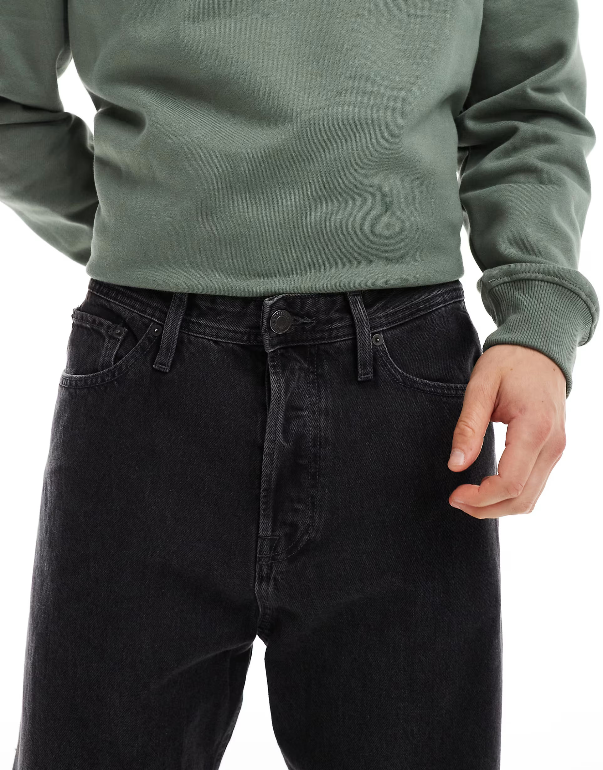 Jack & Jones Alex baggy fit jean in washed black | ASOS (Global)