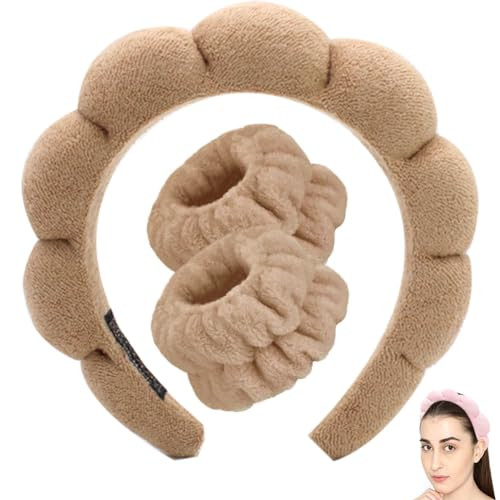 Blithetree Skincare Headbands Set: Spa Headband with Wristbands for Face Washing, Makeup Application, and Skin Care Routines (Coffee Set) | Amazon (US)