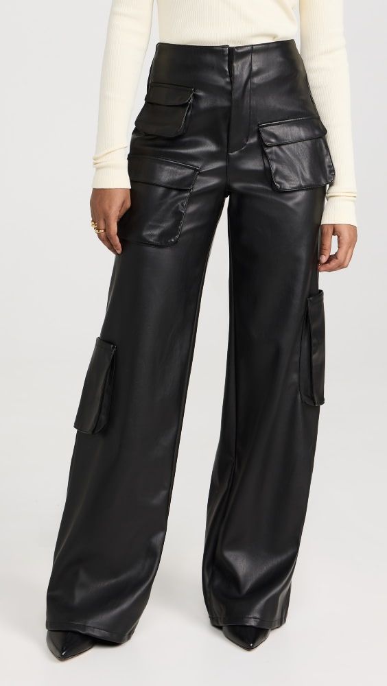 AFRM Faux Leather Maxwell Wide Leg Pants | Shopbop | Shopbop