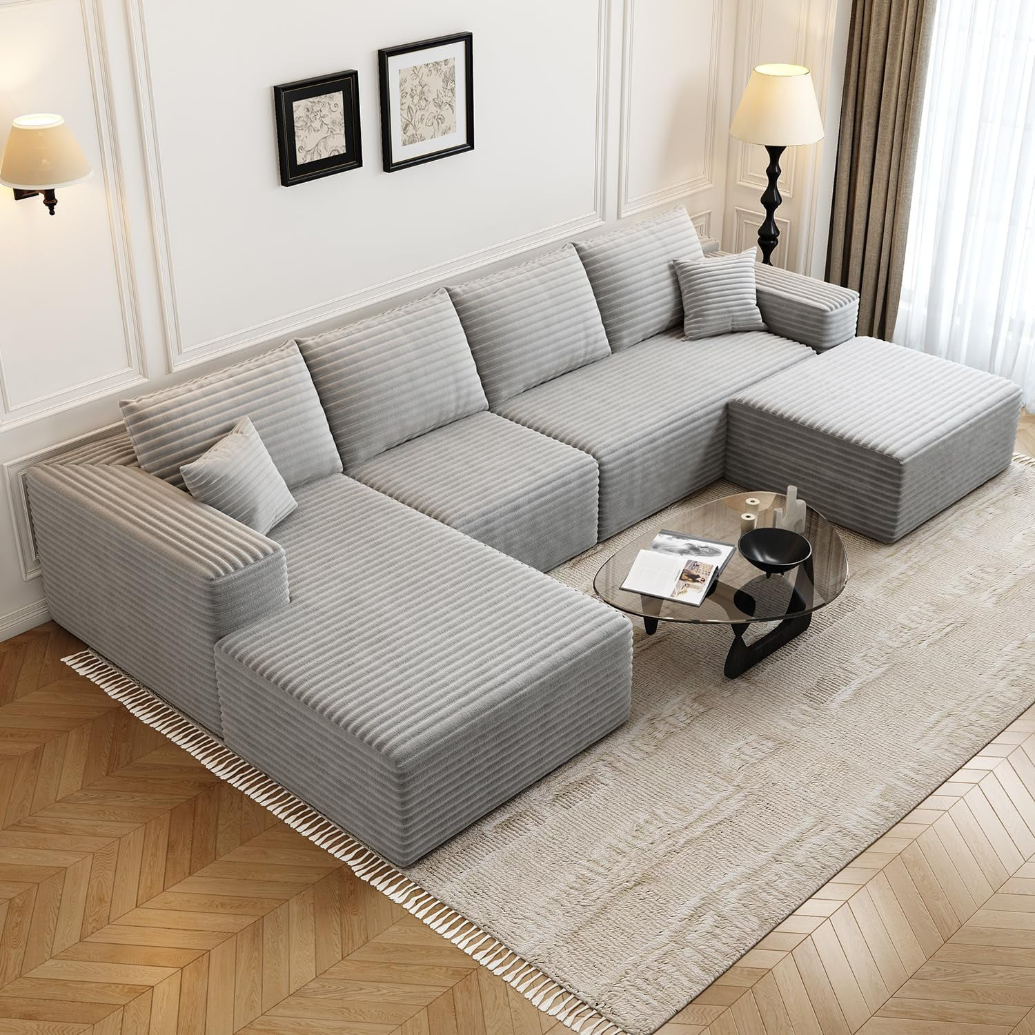 135.4" Cloud Modular Sectional Sofa with 1 Ottoman,Modern Minimalist Upholstered Couches, Comfort... | Walmart (US)