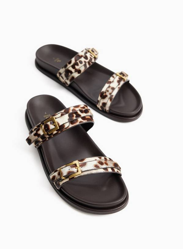 Two Strap Animal Print Leather Sandals 8 | Tu Clothing