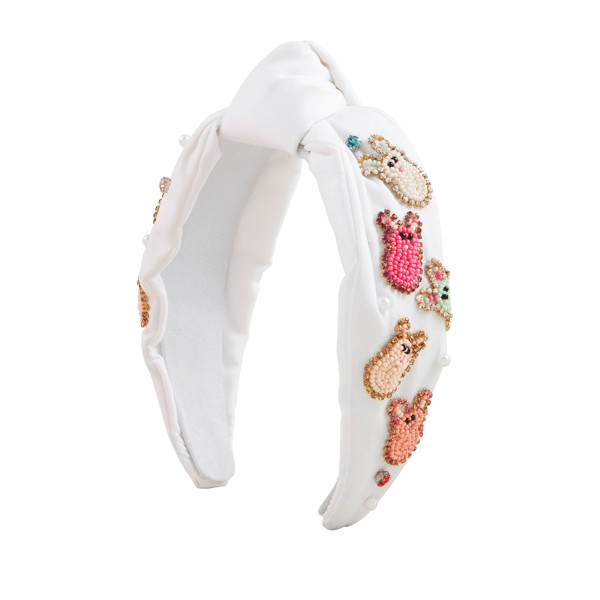 White Bunny Beaded Headband | Mud Pie