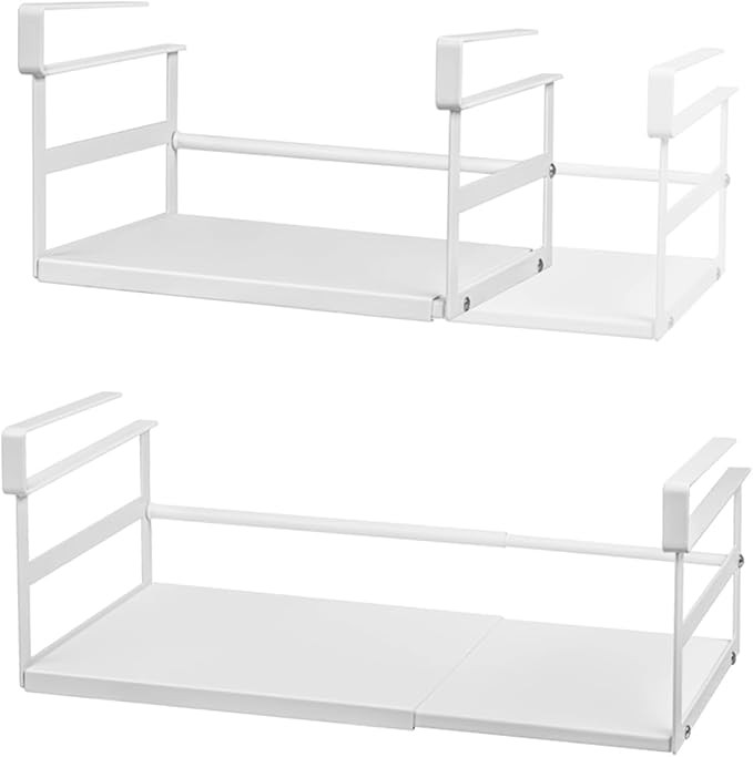 Under Shelf Storage Basket, 2 Pack Hanging Baskets Under Cabinet Shelf Organizer, Expandable Add-... | Amazon (US)