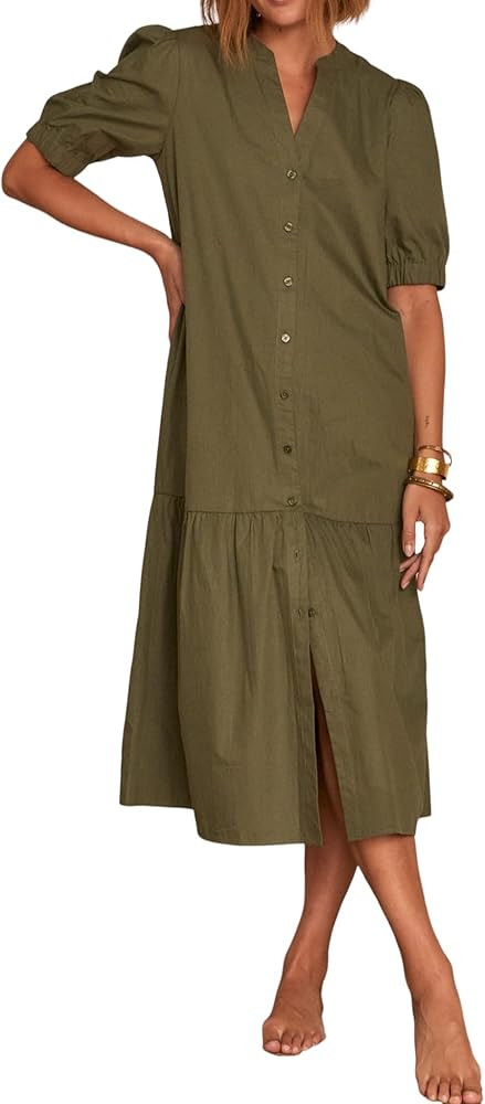 Women's Casual Short Sleeve Drop Waist Dress with Pockets | Amazon (US)