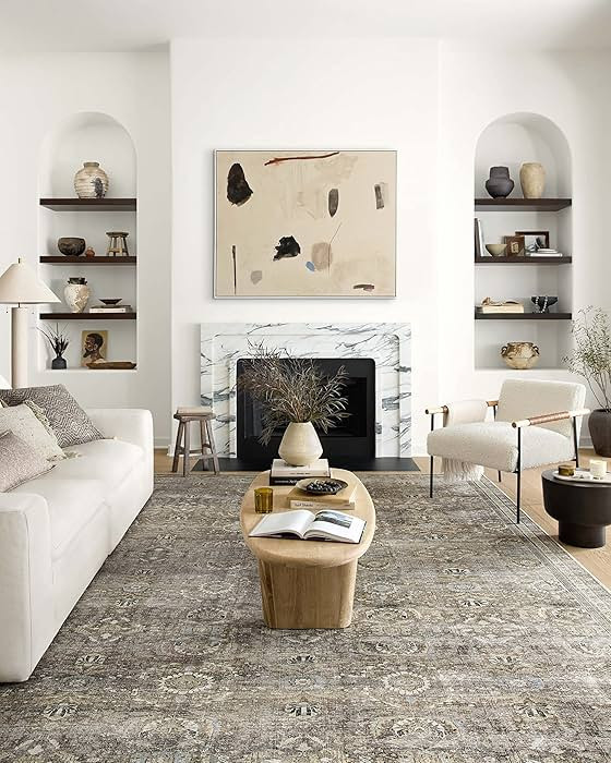 Loloi II Layla Collection, LAY-13, Antique/Moss, 7'-6" x 9'-6", .13" Thick, Area Rug, Soft, Durab... | Amazon (US)