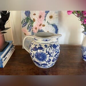 Heavy blue and white pitcher | Poshmark