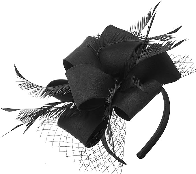 Myjoyday Women's Fascinators Hat for Tea Party Church Cocktail, Feathers Veil Headband with Hair ... | Amazon (US)
