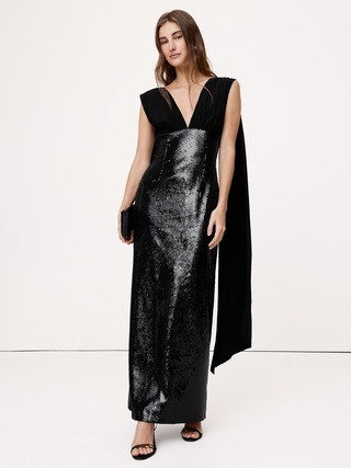Sequin & Georgette Maxi Dress | Banana Republic (US)