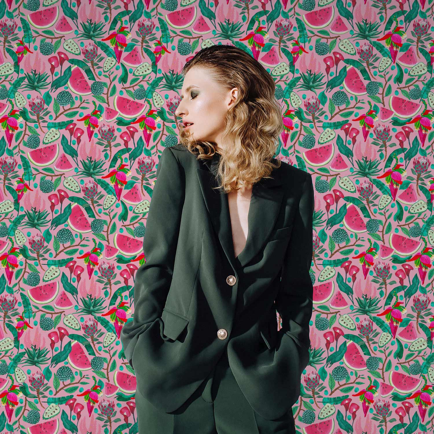 Pink Exotic Garden Print Wallpaper | Livettes Wallpaper