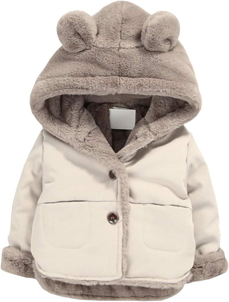 Toddler Fleece Jacket, Warm Cotton Baby Winter Coats, Kids Hooded Outerwear for Boys Girls … | Amazon (US)