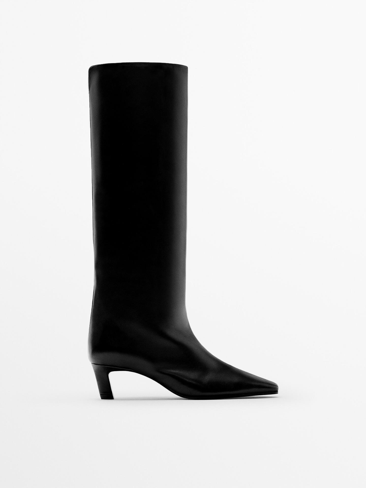 Leather high-heel boots | Massimo Dutti US