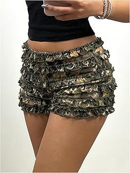 SOLY HUX Women's Plus Size Mini Shorts Ruffle Layered Camo Leaf Print Elastic Low Rise Y2k Bloome... | Amazon (US)