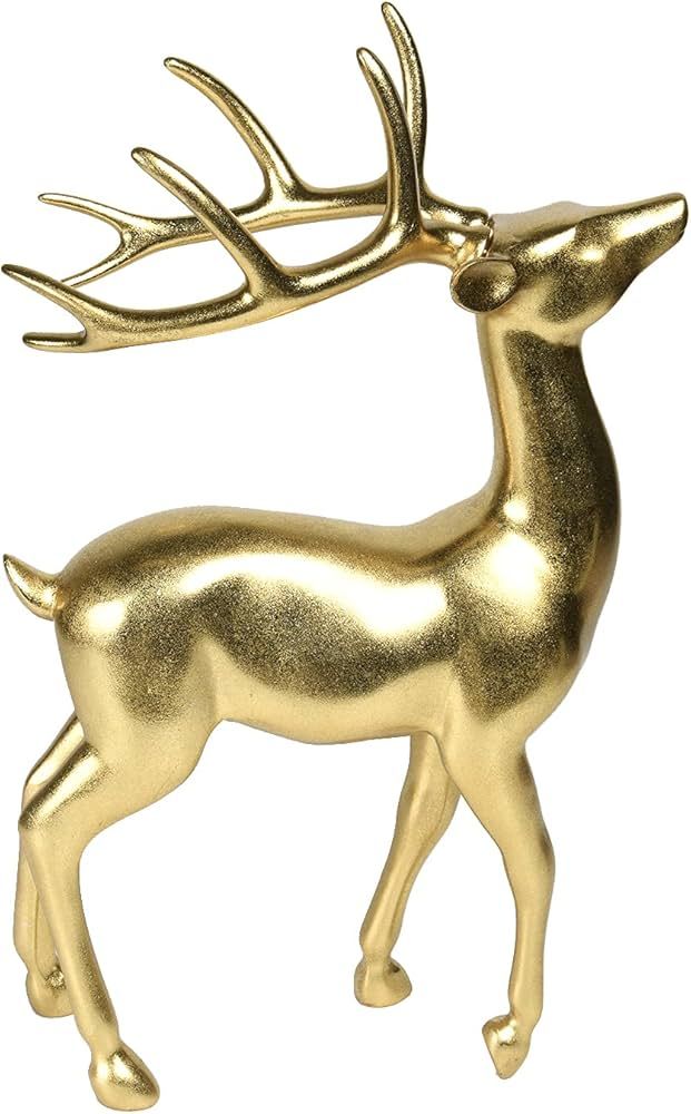 Gold Reindeer Christmas Decoration Indoor - Large Christmas Reindeer Decor Statue 10.6*6.5*17.4 I... | Amazon (US)