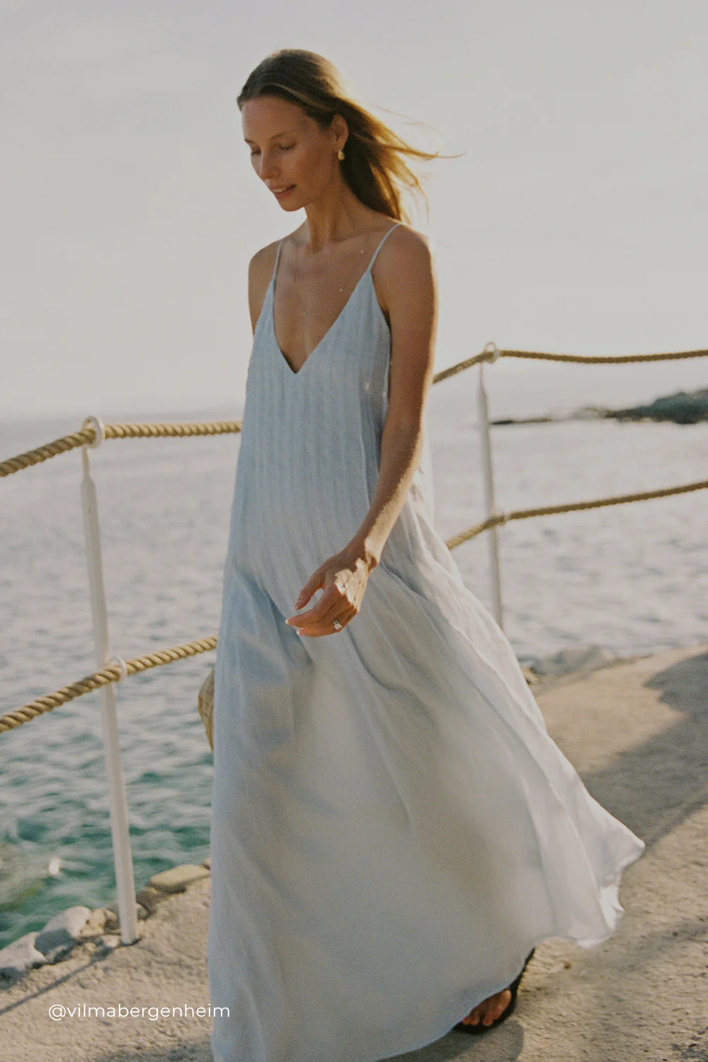 TAHLIA CORNFLOWER RAMIE MIDI DRESS | DISSH