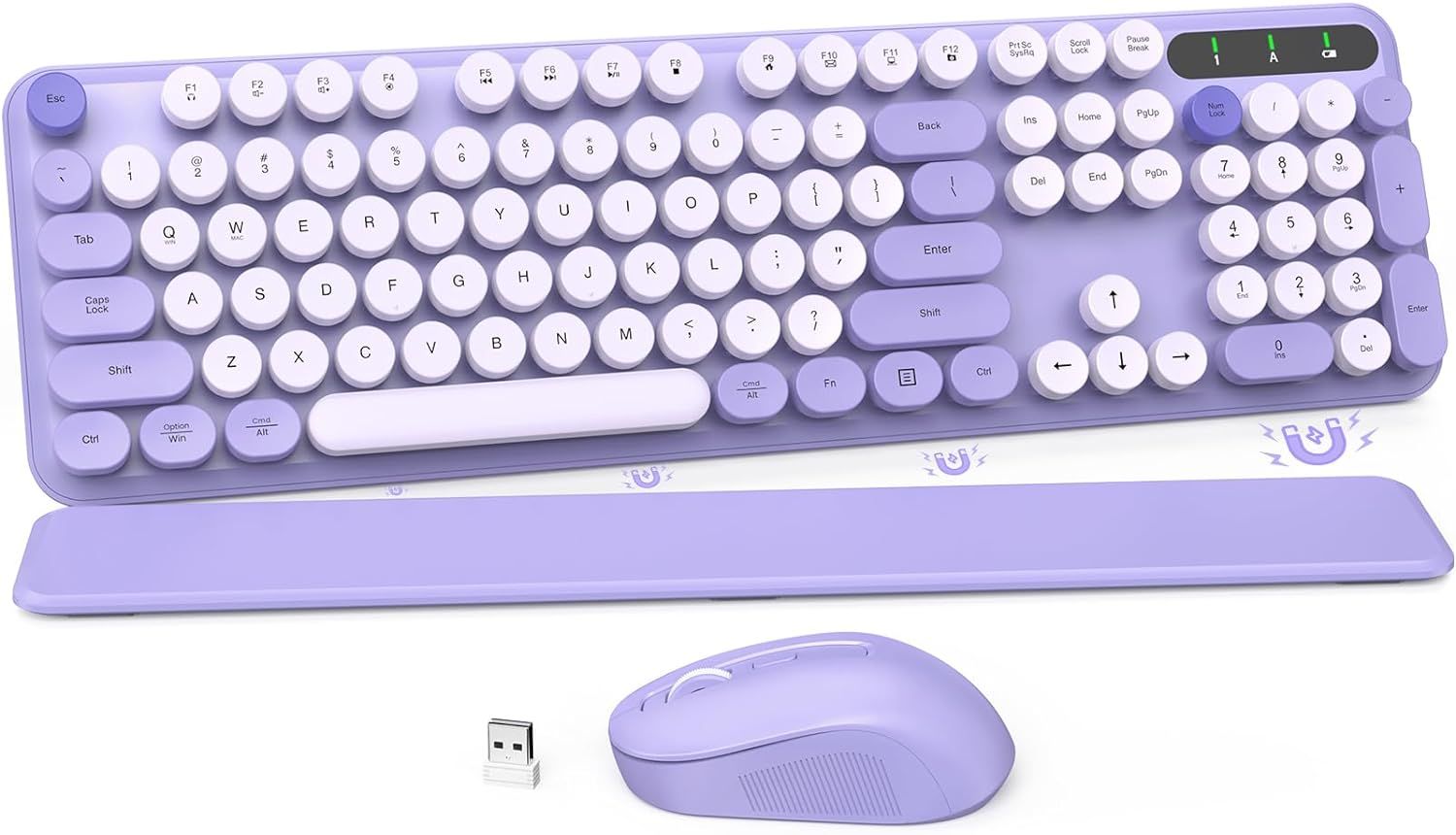 Wireless Keyboard and Mouse Combo, Retro Typewriter Keyboard, Detachable Hard Wrist Rest, Tilt Le... | Amazon (US)