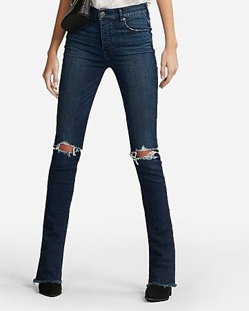 High Waisted Frayed Stretch Skyscraper Jeans | Express