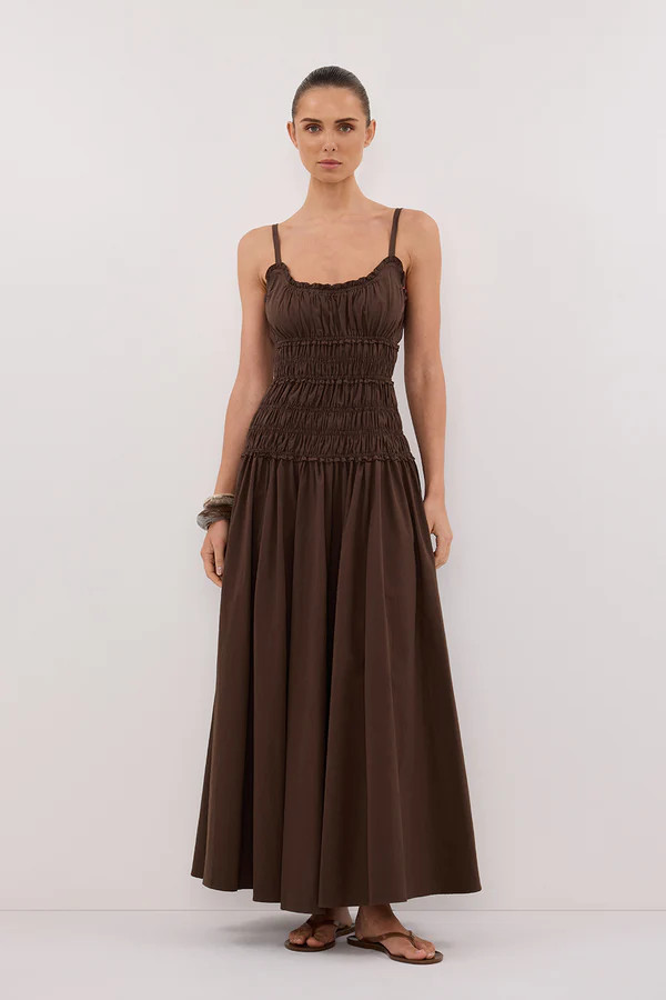 TOBY BITTER CHOC COTTON MIDI DRESS | DISSH