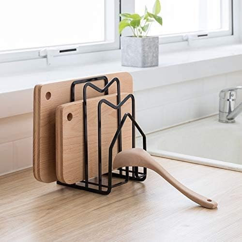 SUNFICON Cutting Board Rack Chopping Board Organizer Stand Holder Kitchen Countertop Pots Pan Lid... | Amazon (US)