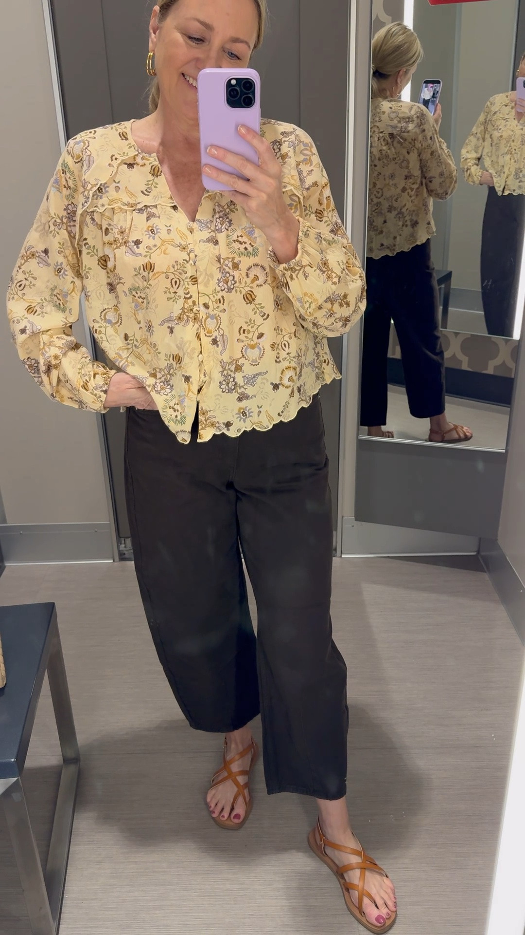 Easy fall outfit.  Chocolate brown barrel jeans and cute blouse.

#LTKootd #LTKMidsize #LTKSeasonal