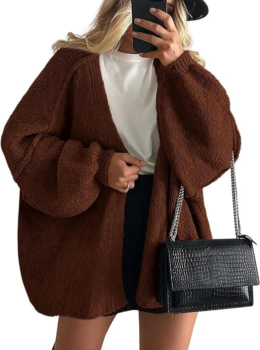 PRETTYGARDEN Womens Oversized Cardigan Sweaters 2026 Fall Long Lantern Sleeve Knit Open Front Lig... | Amazon (US)
