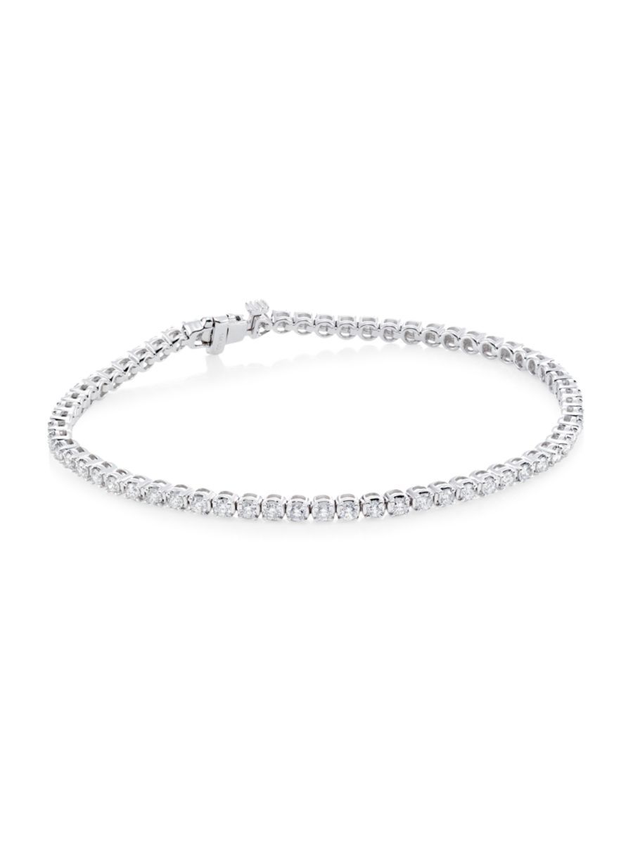 BraceletsChains & StrandsOnly at SaksSaks Fifth Avenue Collection14K White Gold & 2 TCW Diamond T... | Saks Fifth Avenue