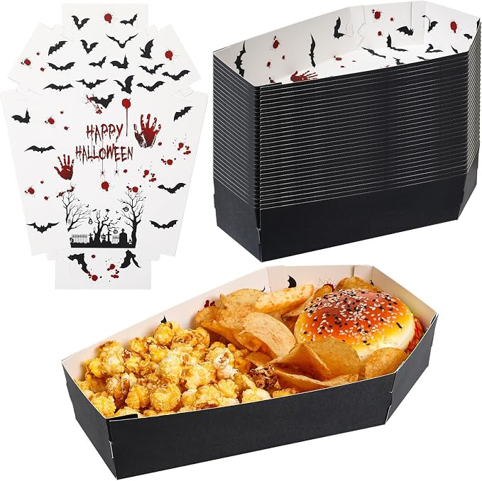 Mumufy 36 Pieces Halloween Paper Tray Disposable Coffin Bowl | Amazon (US)
