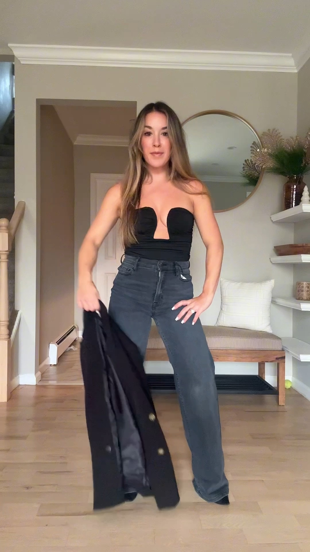 women's highest-rise vintage straight jeans - universal thread

Top: xs
Jeans: 25
Jacket: xs 

#LTKootd #LTKWorkwear #LTKFindsUnder100