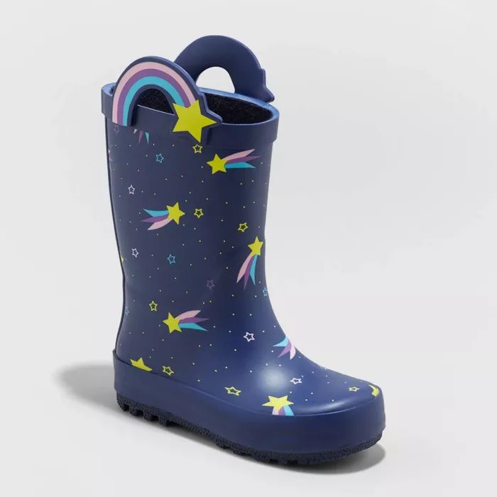 Toddler Girls' Nava Rain Boots - Cat & Jack™ Navy | Target