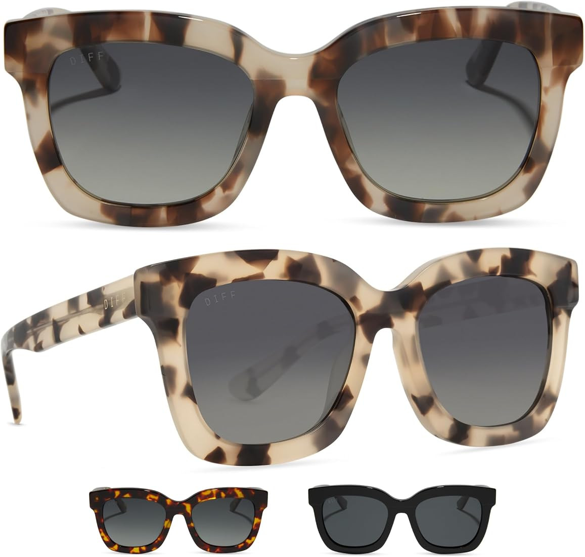 DIFF Carson Designer Square Oversized Sunglasses for Women UV400 Polarized Protection, Tortoise t... | Amazon (US)