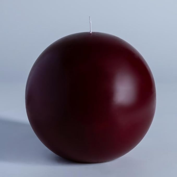 MOZEAL Hand-Poured, 6 Inch Burgundy Large Round Ball Candles - Elegant Burgundy Round Pillar Cand... | Amazon (US)