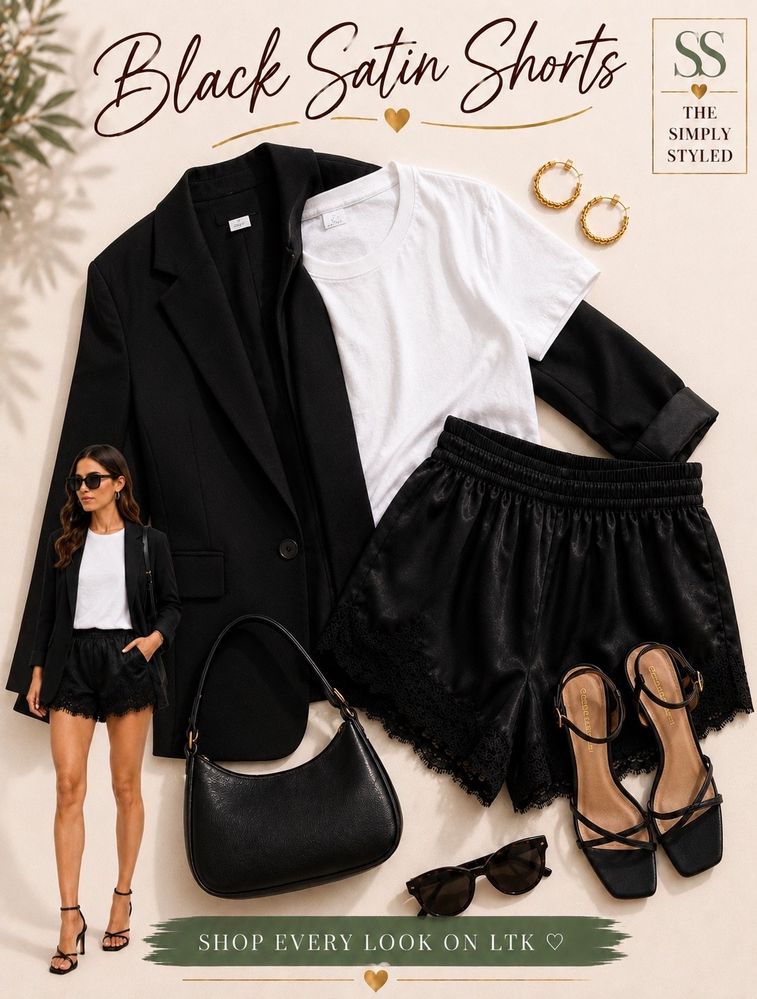 Black satin shorts, elevated. ✨

A classic white tee, tailored black blazer, strappy heels, and sleek accessories transform this closet staple into the perfect night-out look. Effortless, polished, and proof that the simplest pieces often make the biggest statement.

Black satin shorts • white crewneck tee • tailored black blazer • strappy black heels • shoulder bag • gold hoop earrings • elevated basics • chic capsule wardrobe • date night outfit • girls’ night outfit • minimalist style • classic black and white outfit

#LTKootd