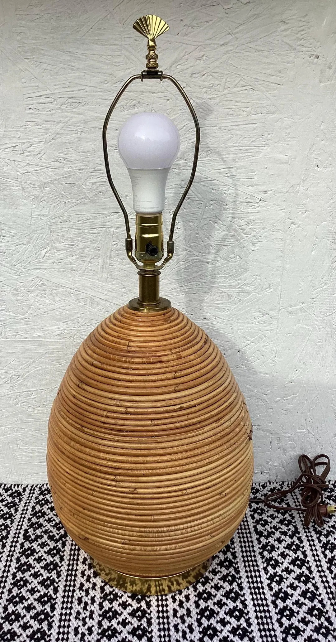 Vintage Egg Shaped Bamboo Rattan Pencil Reed and Brass Lamp Gabriella Crespi - Etsy | Etsy (US)