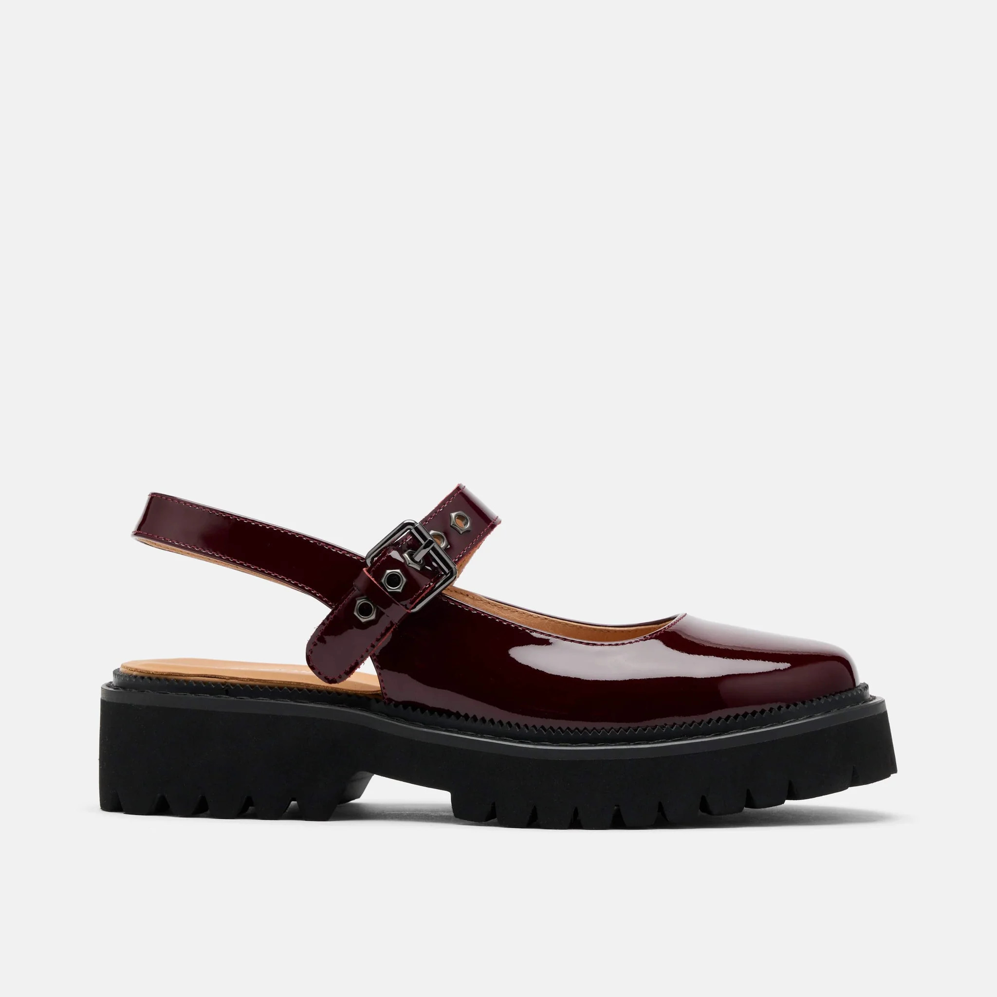 Luna Wine Leather Mary Jane Lug Slingbacks | Marc Nolan