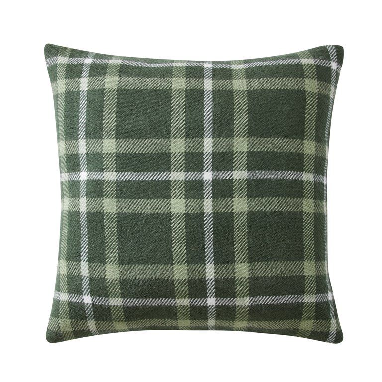 My Texas House Tatum 20" x 20" Farmhouse Green Plaid Acrylic-Cotton Square Decorative Pillow Cove... | Walmart (US)