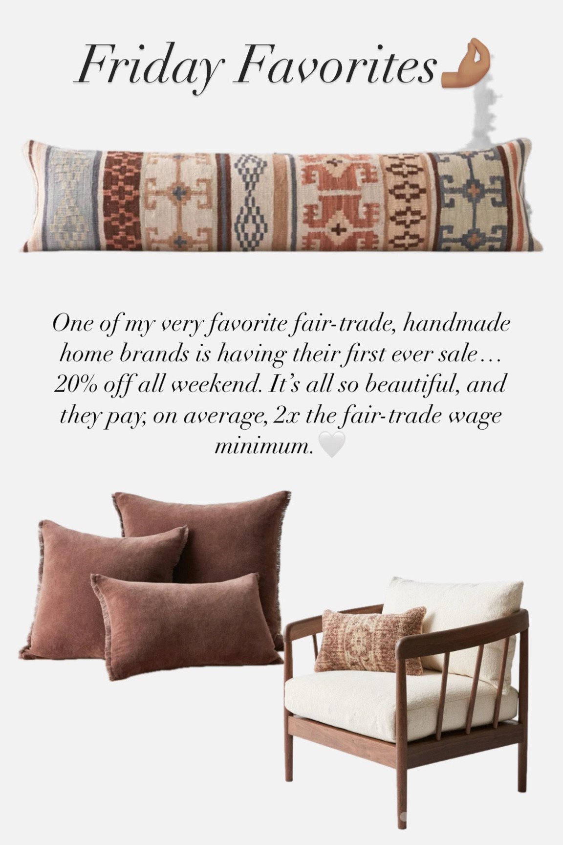 One of my very favorite fair-trade, handmade home brands is having their first ever sale…20% off all weekend. It’s all so beautiful, and they pay, on average, 2x the fair-trade wage minimum.🤍

Interior design, home decor, new home, new build, interior designer, Madison, WI, bedding, Memorial Day sale, bedroom inspo

#LTKSaleAlert #LTKGiftGuide #LTKHome
