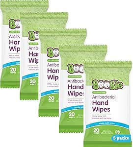 Antibacterial Hand Wipes by Boogie, Alcohol Free, Hypoallergenic and Moisturizing Aloe, Hand Wipe... | Amazon (US)