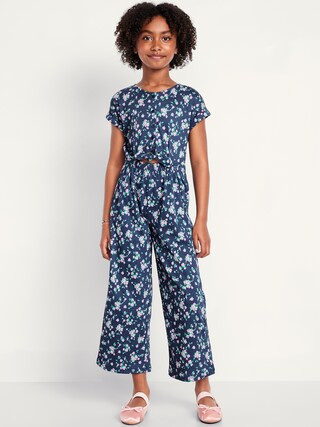 Short-Sleeve Button-Front Tie-Knot Jumpsuit for Girls | Old Navy (US)