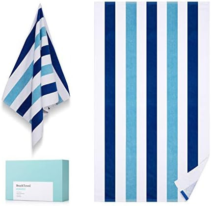 WIIKWEEK 100% Cotton Beach Towel for Travel. Cabana Stripe Towel Quick Dry Large Pool/Swim/Bath T... | Amazon (US)