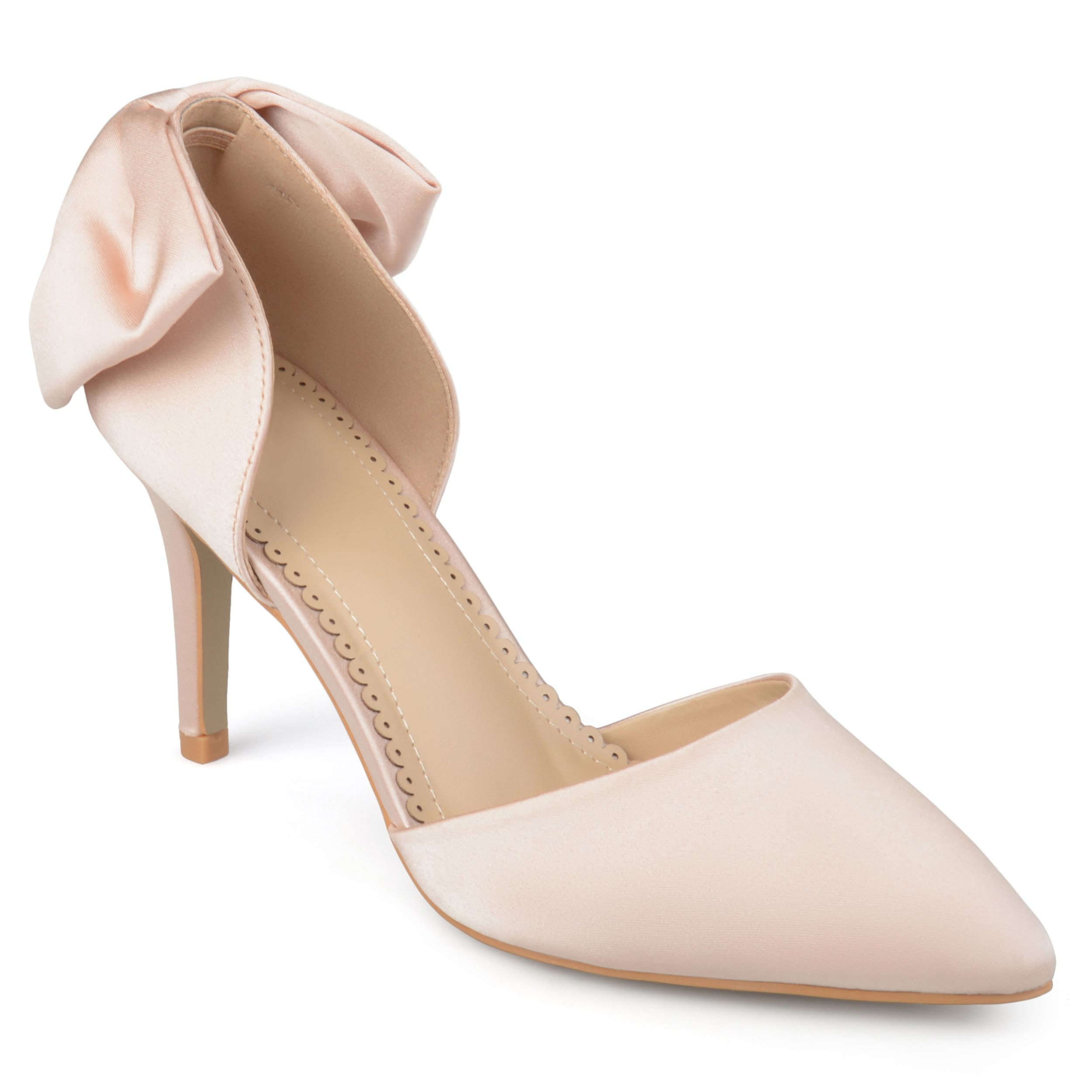 Womens Satin D'orsay Pointed Toe Bow Pumps | Walmart (US)