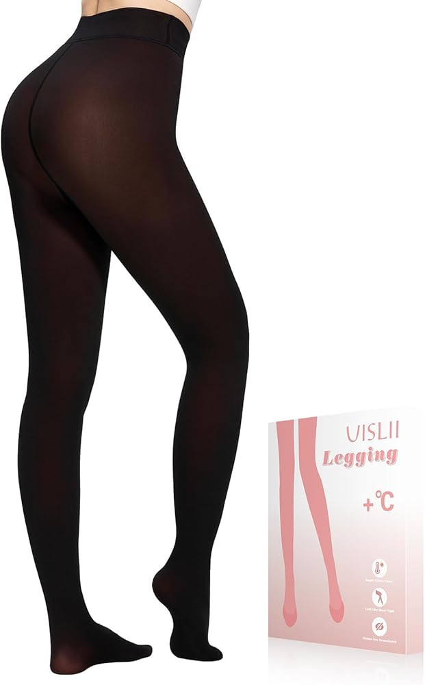 Fleece Lined Tights Women, Warm Pantyhose leggings Women,Fake Translucent Thermal Skin Colored Ti... | Amazon (US)
